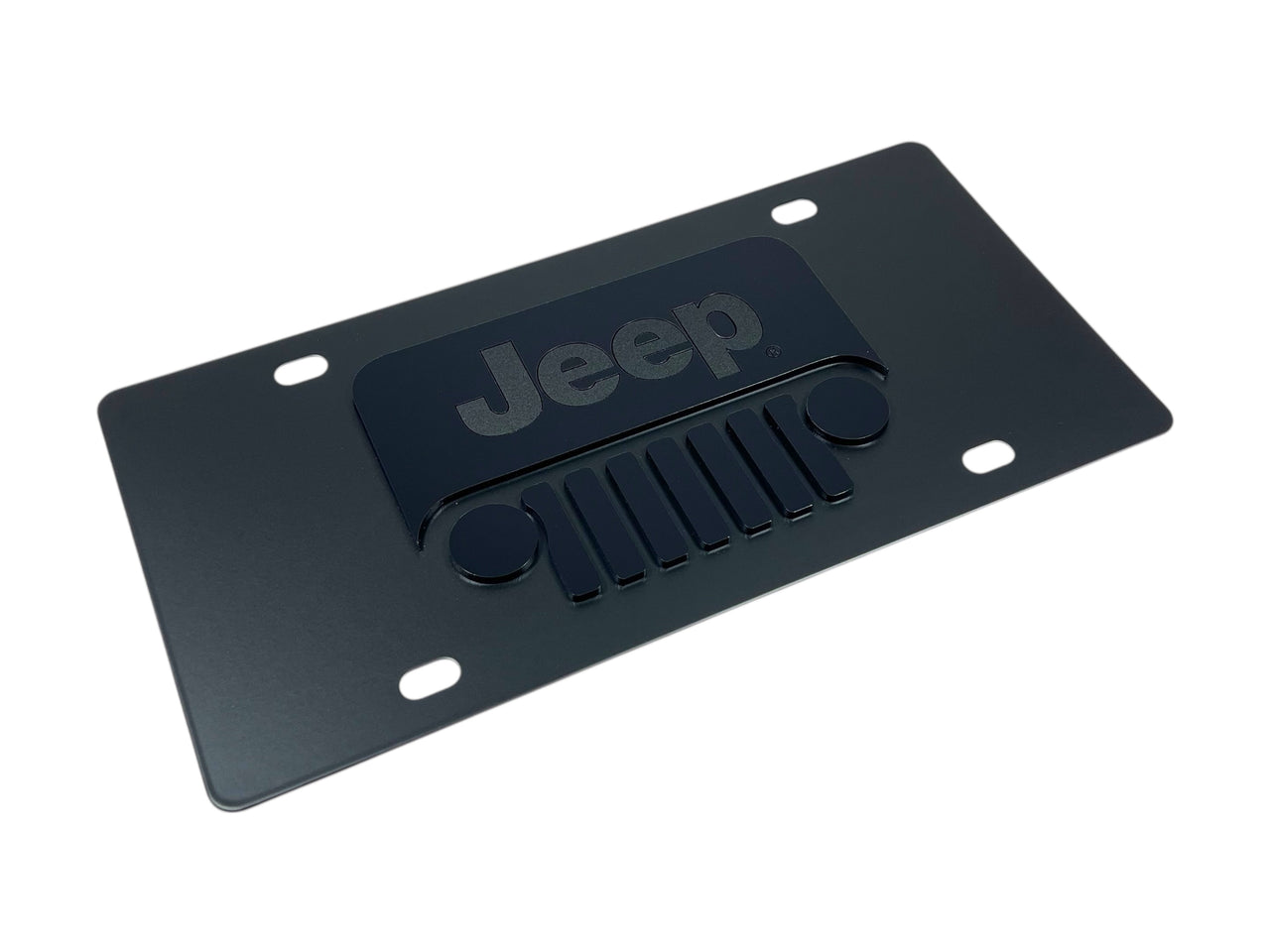 Jeep Grill Blacked Out Carbon Steel License Plate