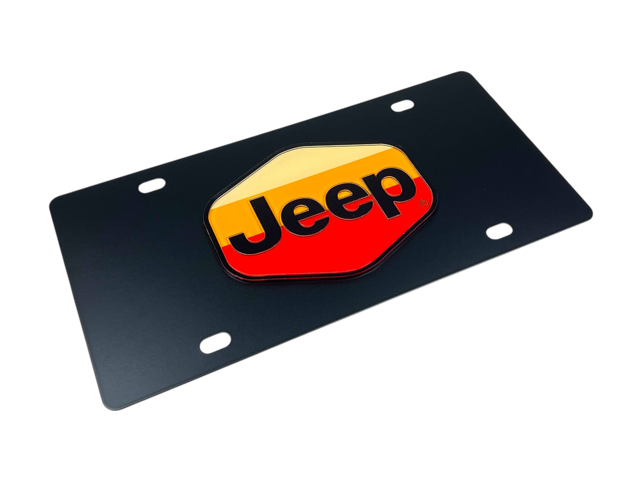 Retro Jeep Logo Carbon Steel License Plate