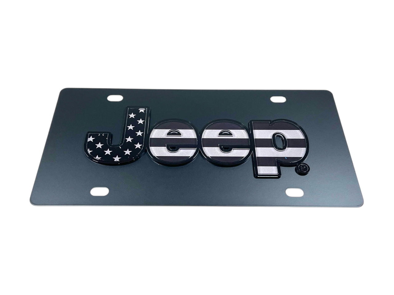 Jeep Blacked Out USA Flag Carbon Steel License Plate