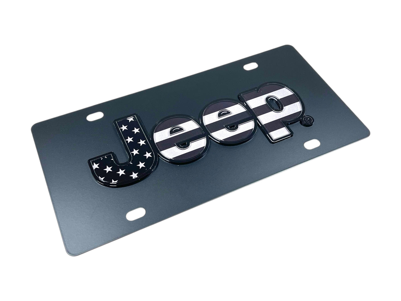 Jeep Blacked Out USA Flag Carbon Steel License Plate