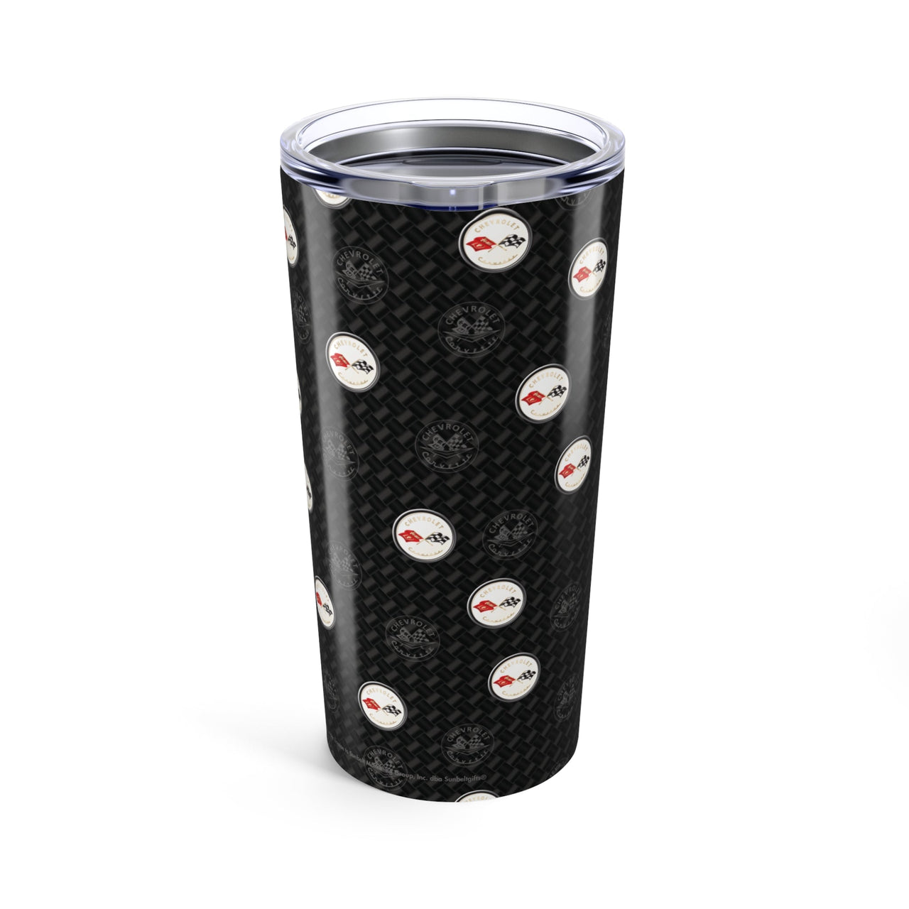 Corvette C1 Logo Toss Pattern Carbon Tumbler 20oz | Retro Car Lover Travel Cup, Gift for Him, Car Enthusiast, Father's Day, Road Trip