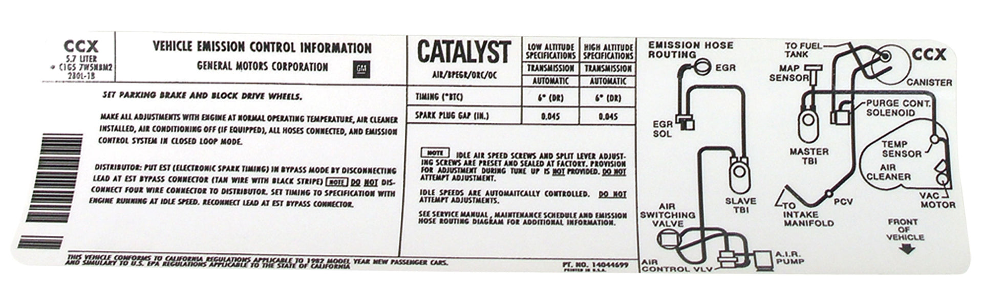 1982-1982 Corvette Decal. Emission Automatic California - CA-36444-Corvette-Store-Online