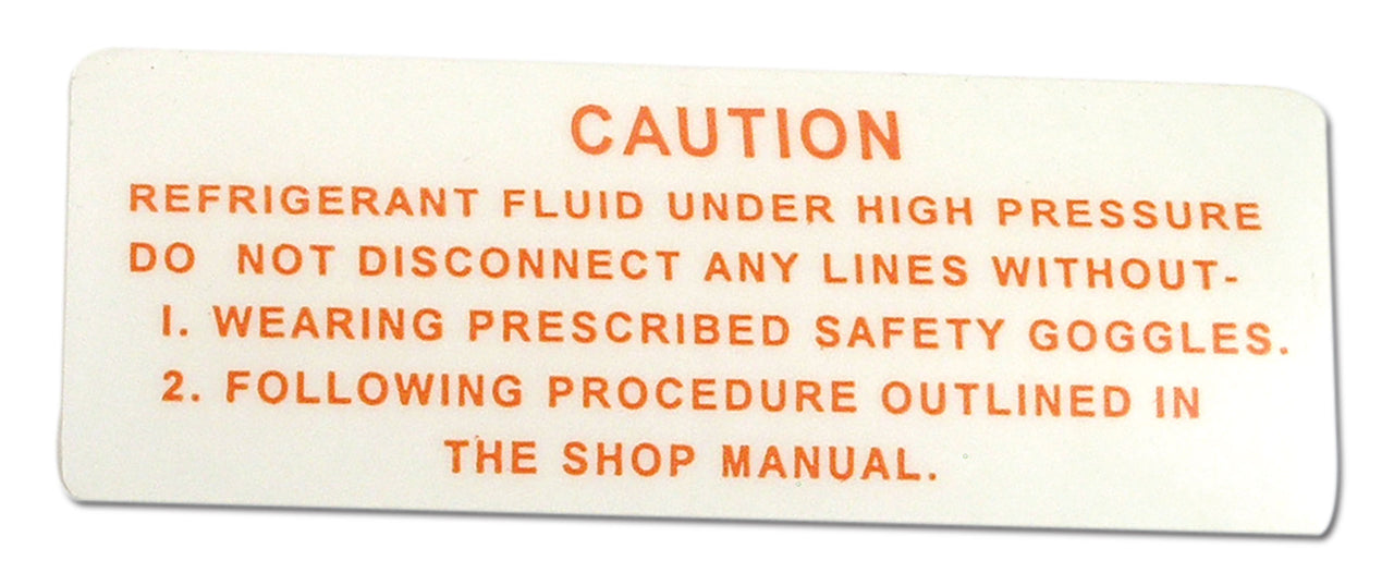 1963-1965 Corvette Decal. Air Conditioning Compressor Warning - CA-37035-Corvette-Store-Online