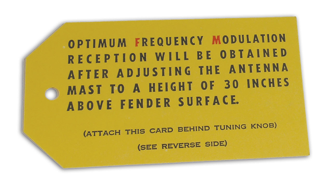 1963-1963 Corvette Card. Fm Radio Antenna 63E March-April - CA-37057-Corvette-Store-Online