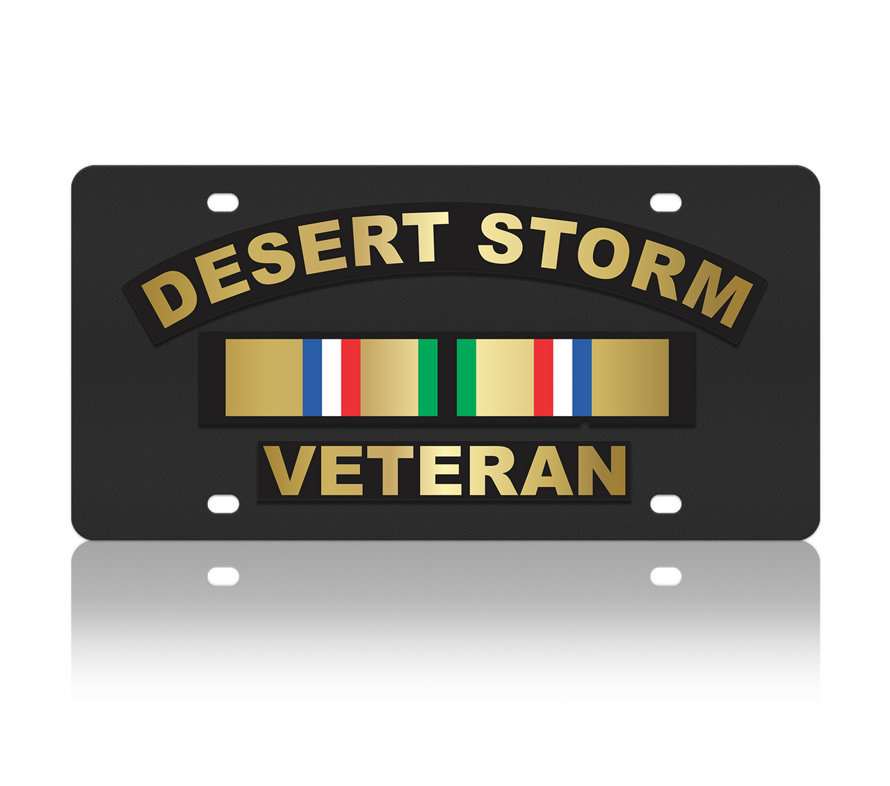 Desert Storm War Veteran Service Ribbon Carbon Steel License Plate