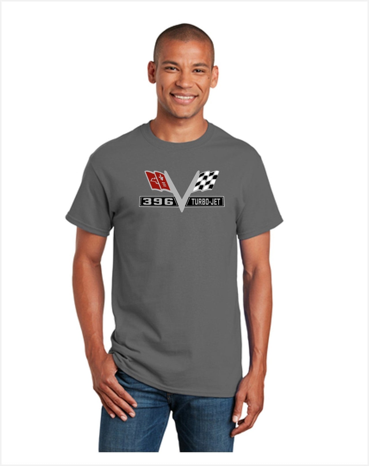 Chevrolet 396 Turbo Jet Air Cleaner Cross Flags T-shirt