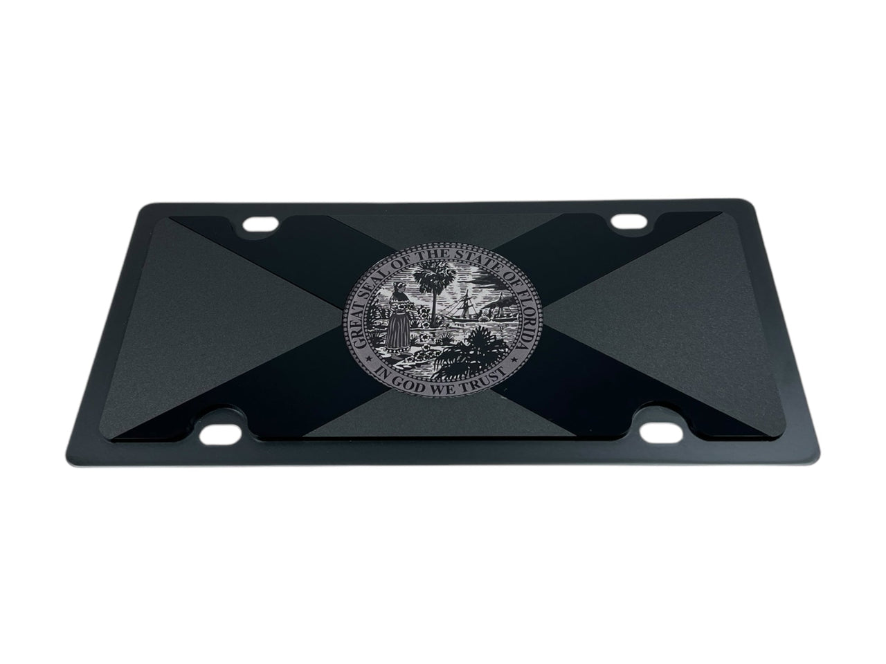 Florida State Flag Blacked Out Carbon Steel License Plate