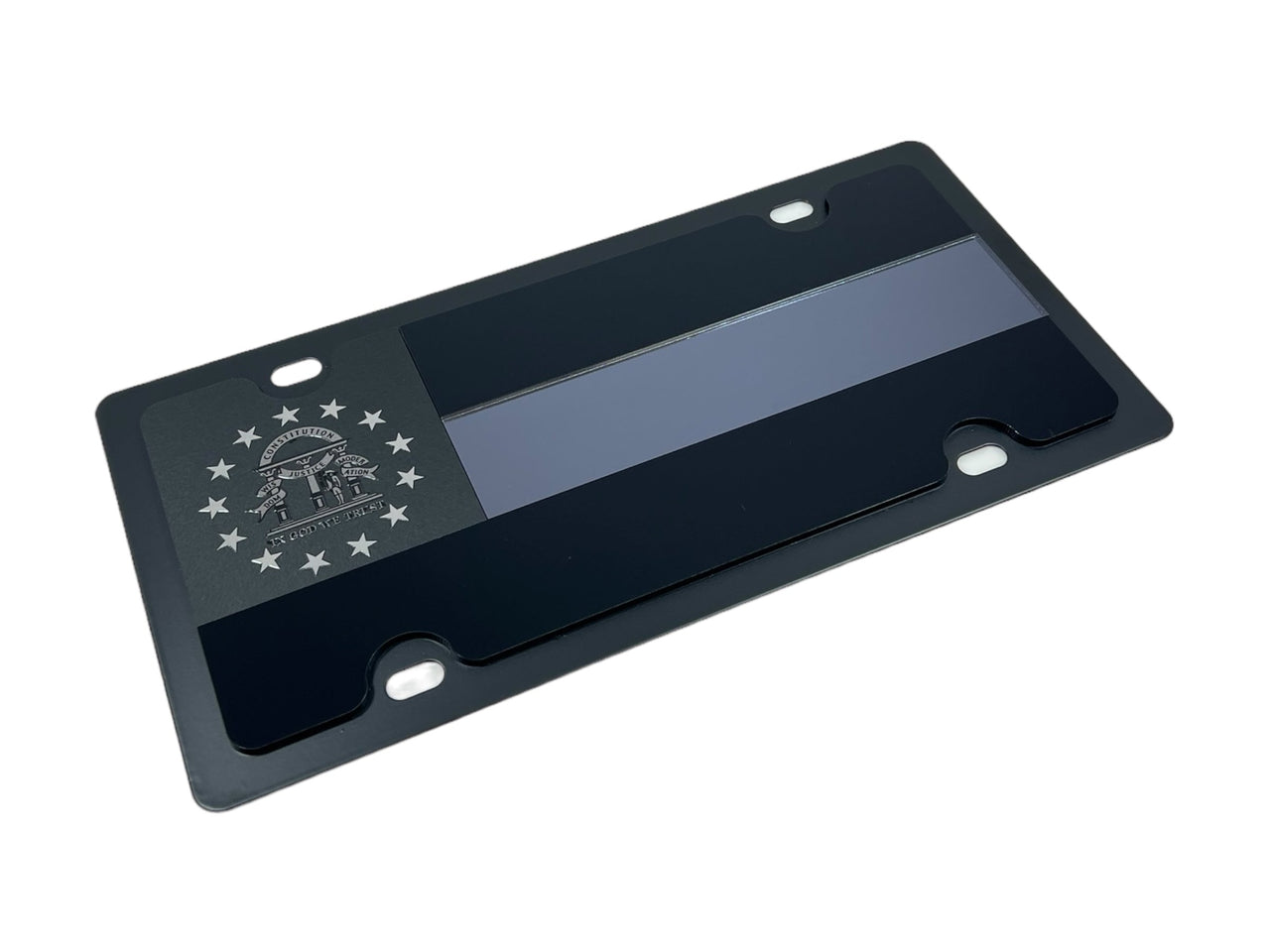 Georgia State Flag Blacked Out Carbon Steel License Plate