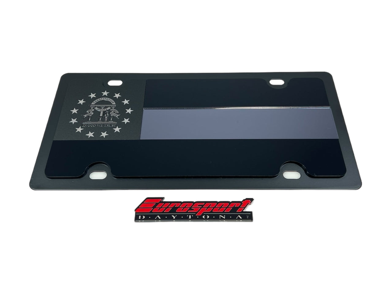 Georgia State Flag Blacked Out Carbon Steel License Plate