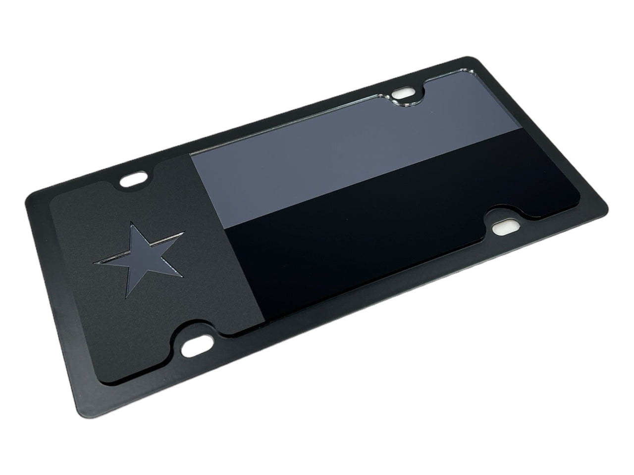 Texas State Flag Blacked Out Carbon Steel License Plate