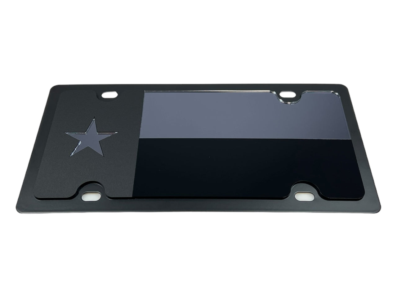 Texas State Flag Blacked Out Carbon Steel License Plate