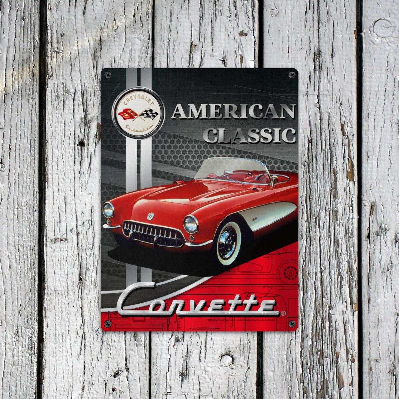 Corvette C1 12" x 16" Tin Sign  Vintage Muscle Car Wall Art, Classic Muscle Car Decor for Garage, Man Cave, Bar, or Home