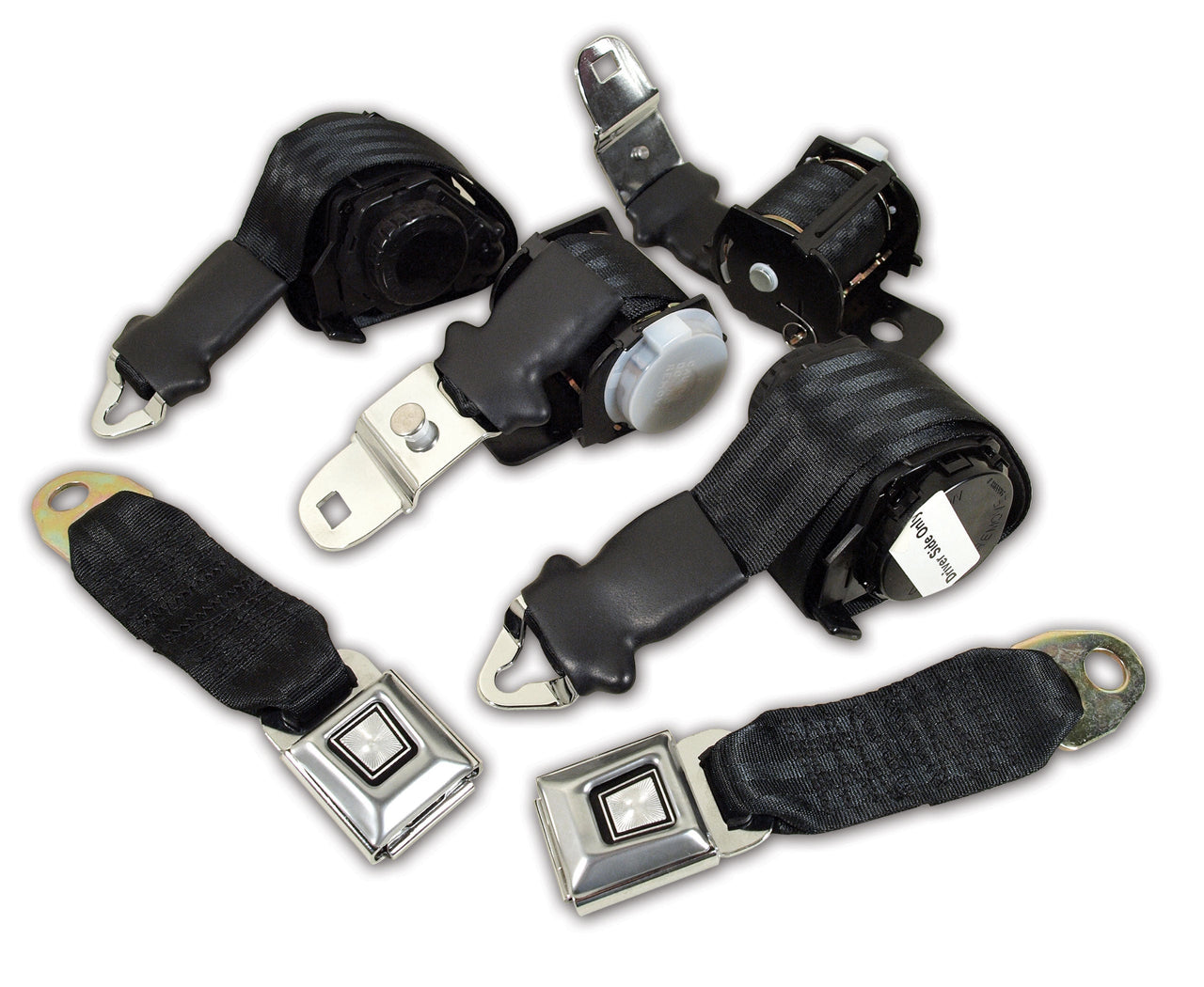 1974-1975 Corvette Black Lap & Shoulder Conv Seat Belts - Dual Retractor-40225-Corvette-Store-Online