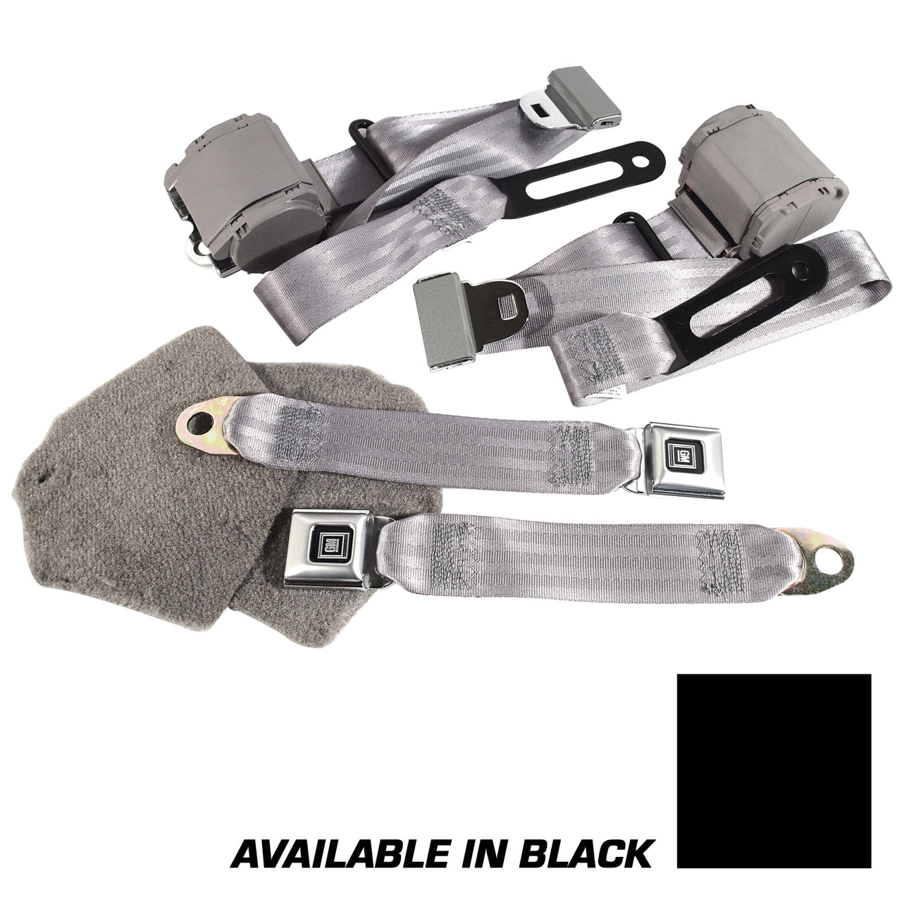 1986-1996 Corvette Black Lap & Shoulder Seat Belts - Single Retractor-40458-Corvette-Store-Online