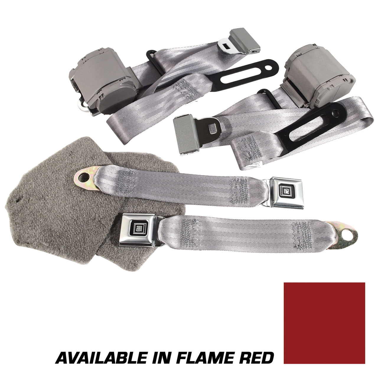 1986-1992 Corvette Flame Red Lap & Shoulder Seat Belts - Single Retractor-40461-Corvette-Store-Online