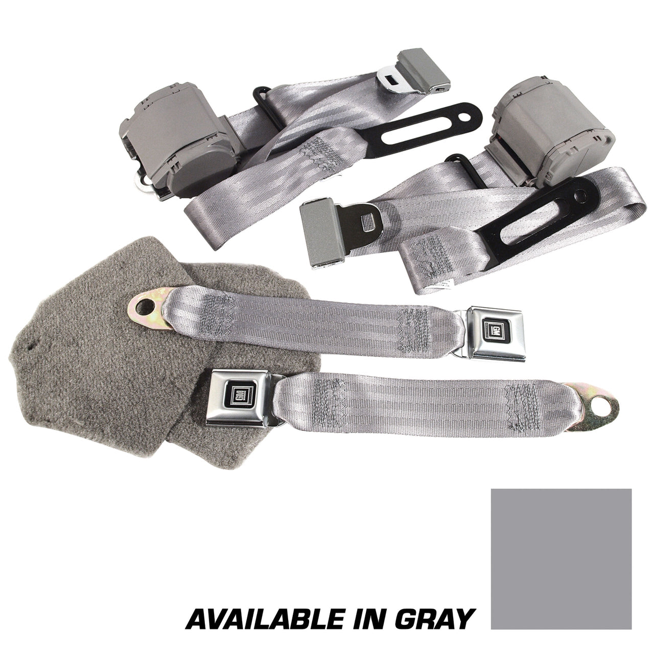 1992-1996 Corvette Gray Lap & Shoulder Seat Belts - Single Retractor-40463-Corvette-Store-Online