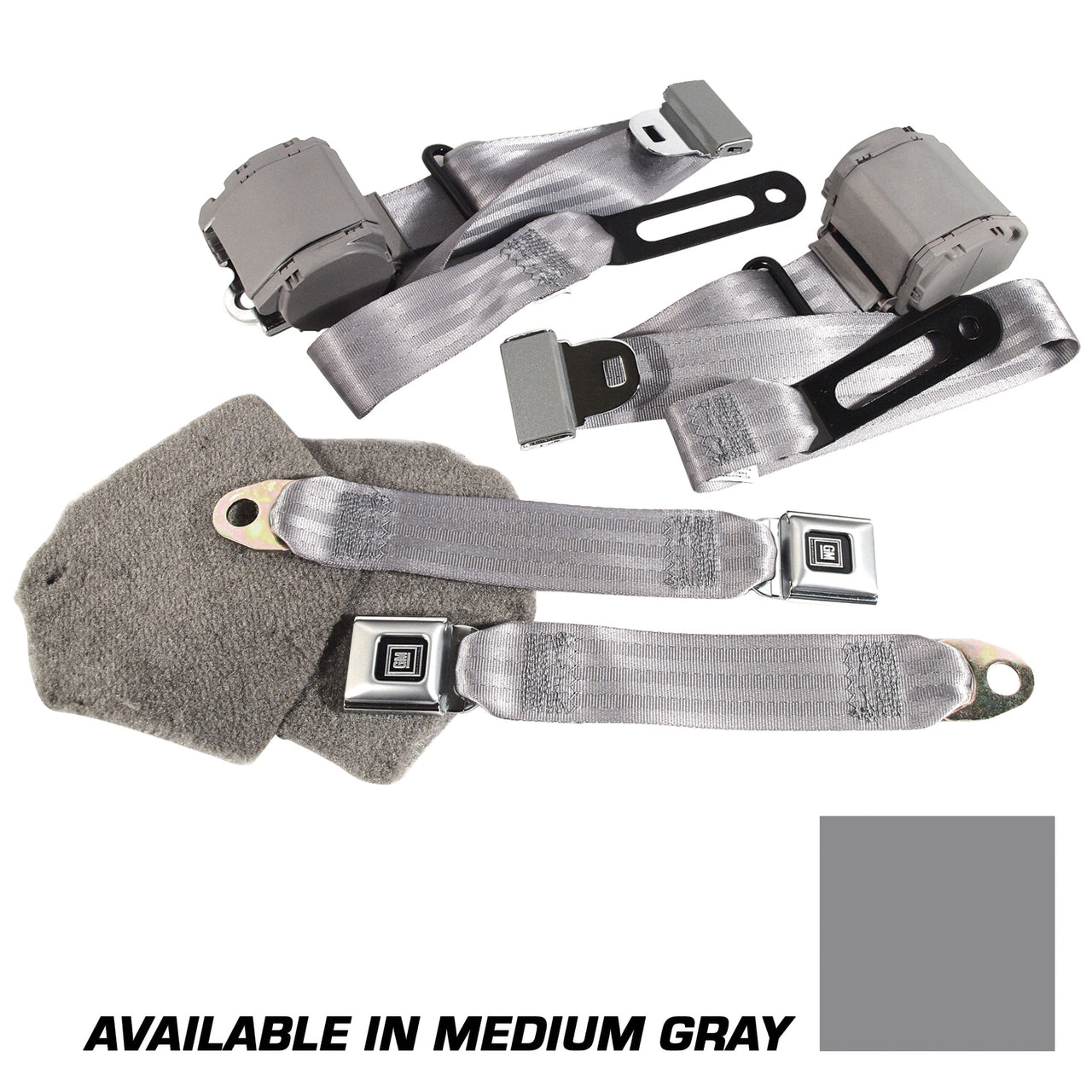 1988-1991 Corvette Medium Gray Lap & Shoulder Seat Belts - Single Retractor-40464-Corvette-Store-Online