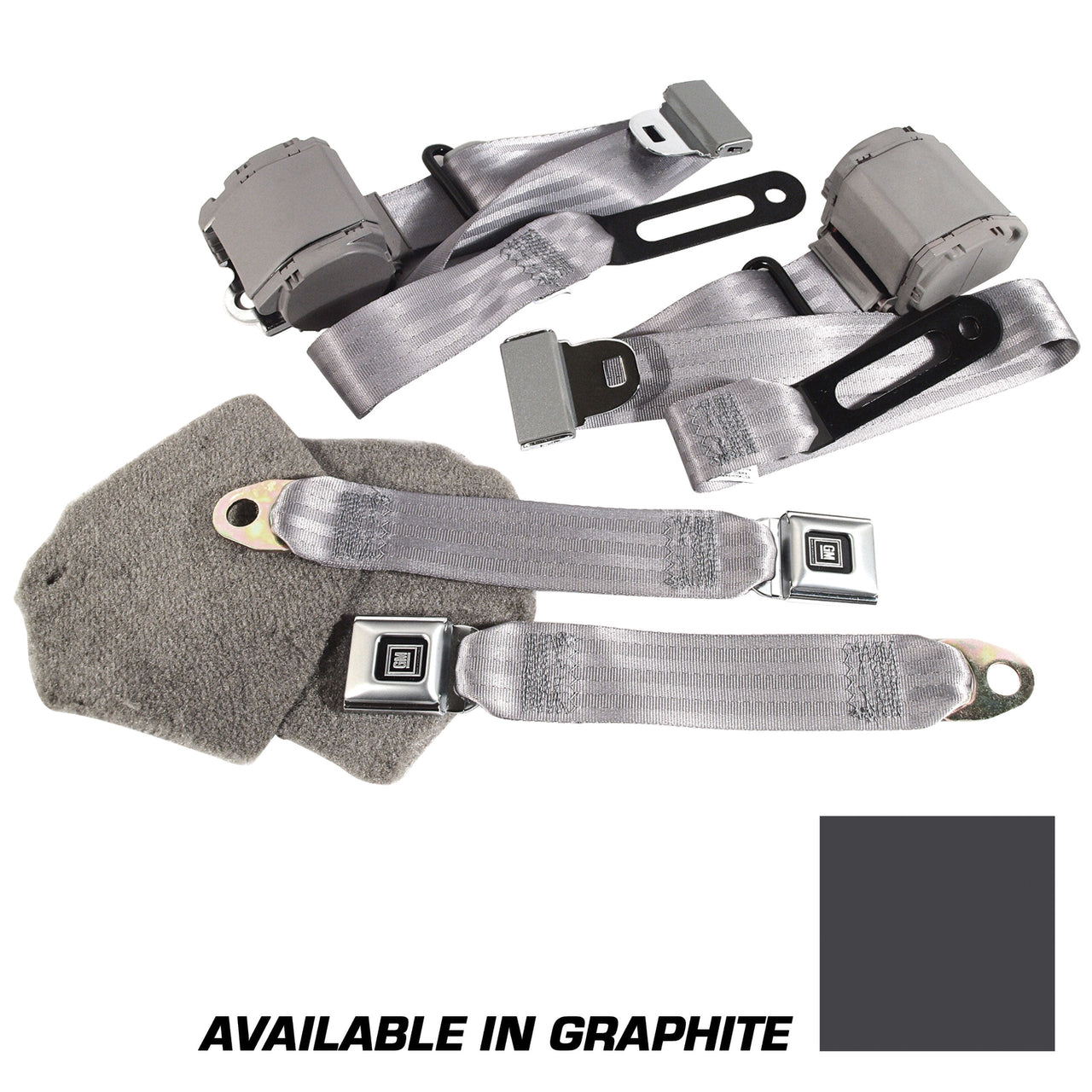 1986-1987 Corvette Graphite Lap & Shoulder Seat Belts - Single Retractor-40466-Corvette-Store-Online