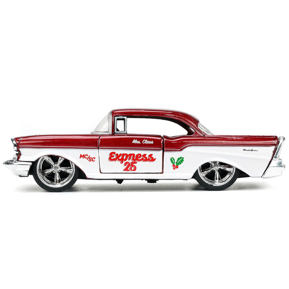 41-ford-pickup-truck-and-57-chevy-bel-air-with-santa-figure-1-32-diecast-model-cars