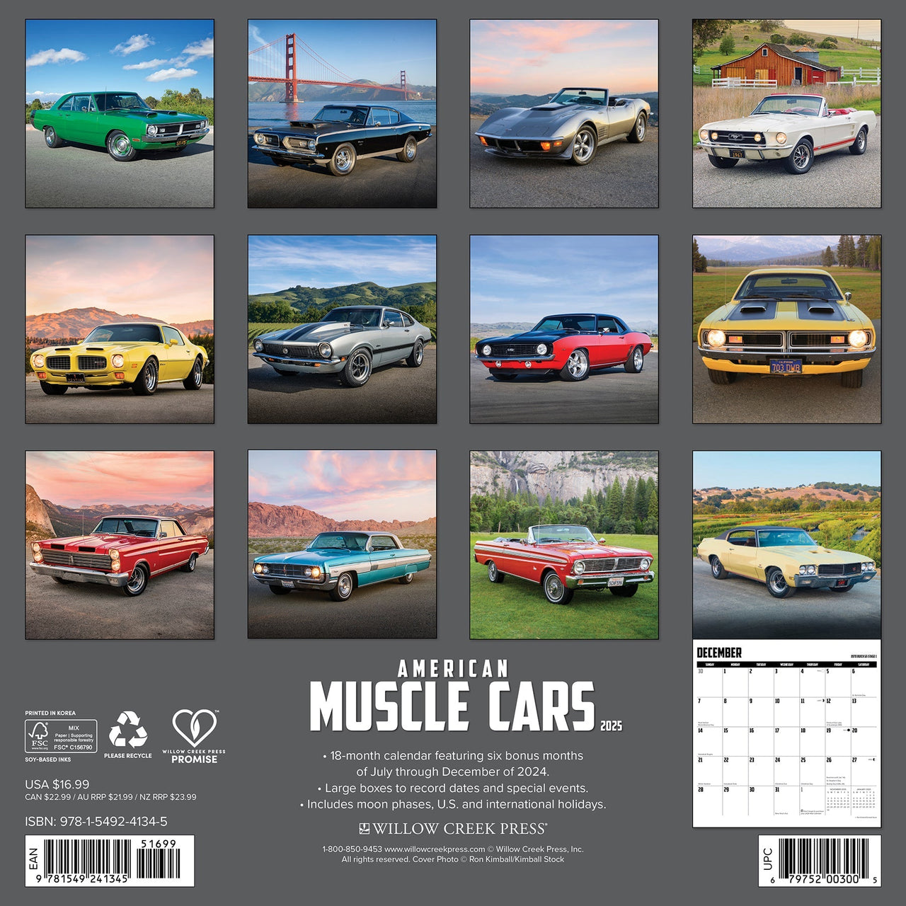 American Muscle Cars 2025 Wall Calendar