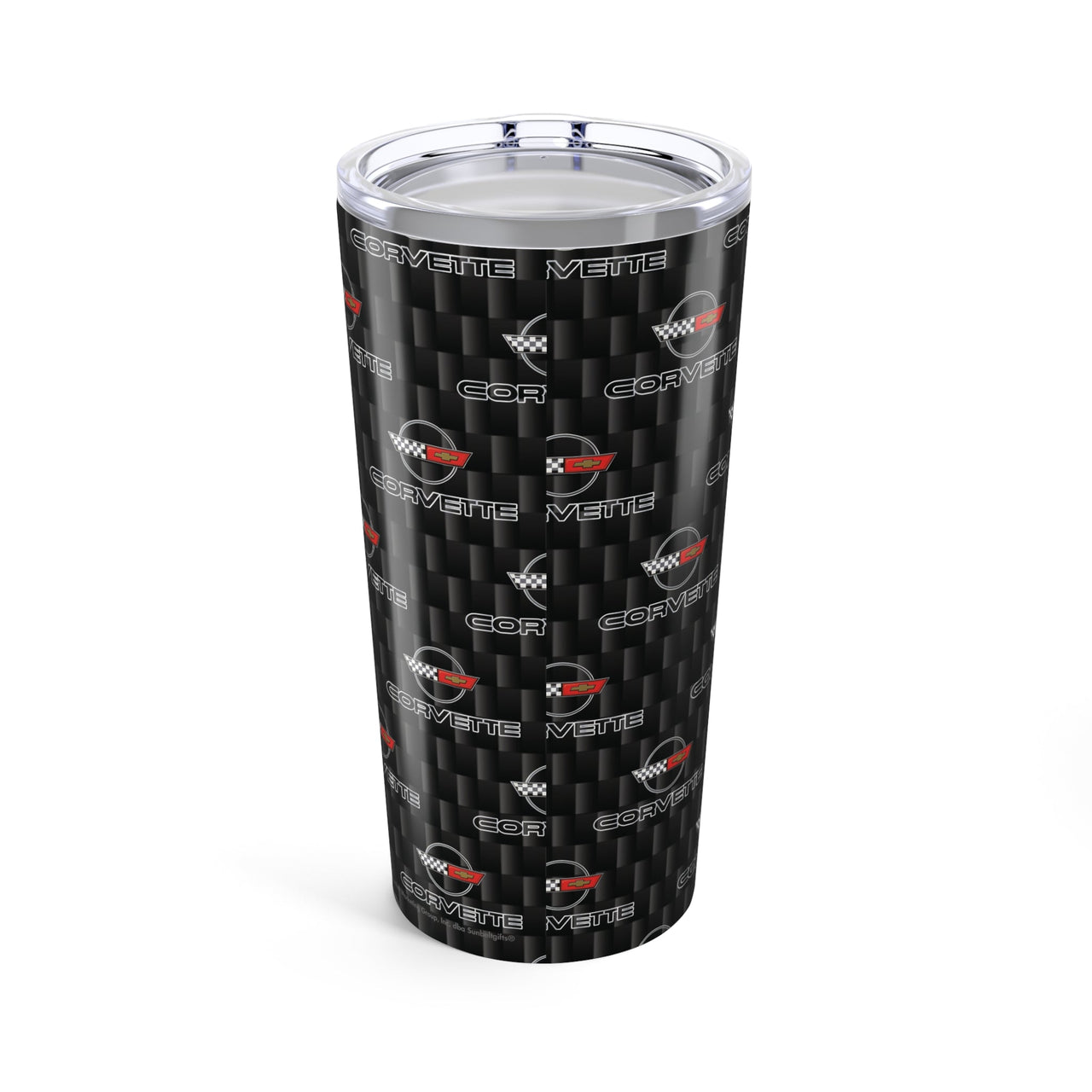 Corvette C4 Logo Repeat Pattern Carbon Tumbler 20oz | Retro Car Lover Travel Cup, Gift for Him, Car Enthusiast, Father's Day, Road Trip
