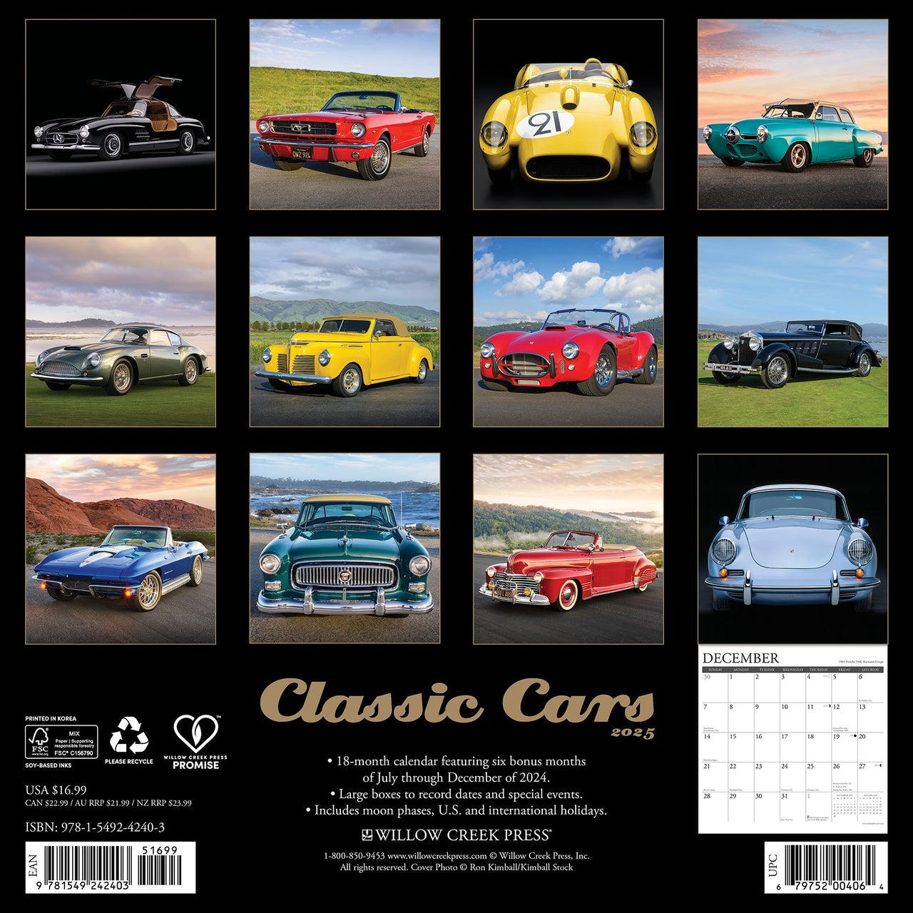 Classic Cars 2025 Wall Calendar