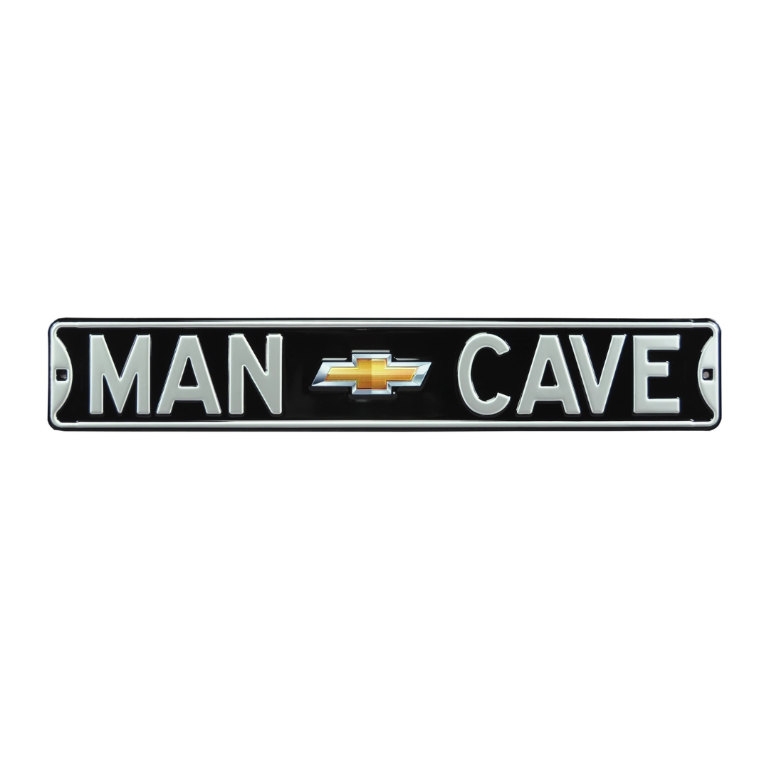 Chevy Man Cave Gold Bowtie Black Steel Street Sign