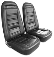 1970-1971 Corvette Mounted Seats Driver Black Leather Vinyl Without Shoulder Harness - CA-480720M-Corvette-Store-Online
