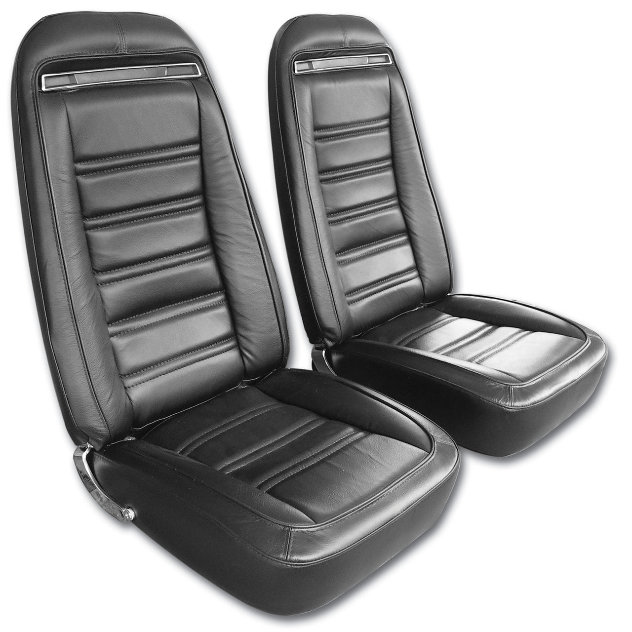 1975-1975 Corvette Mounted Seats Driver Black 100% Leather Without Shoulder Harness - CA-484620M-Corvette-Store-Online