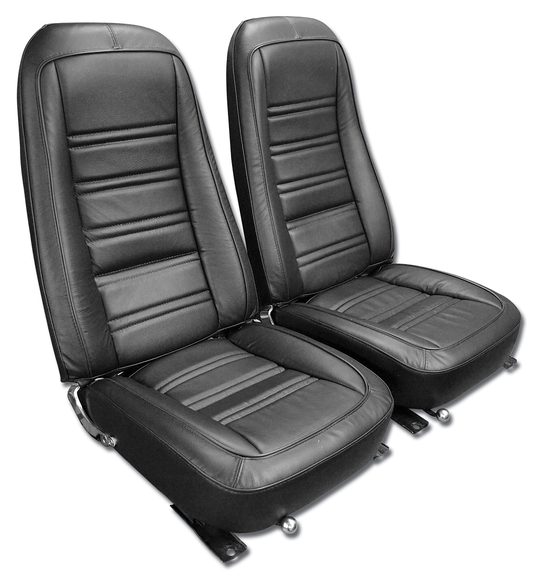1976-1978 Corvette Mounted Seats Driver Black 100% Leather - CA-484720M-Corvette-Store-Online
