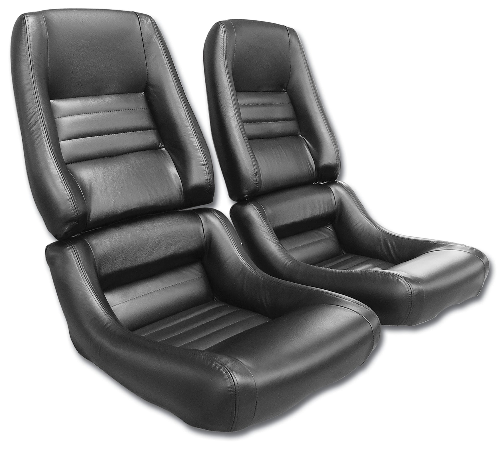 1979-1982 Corvette Mounted Driver Leather Seat Covers Black 100%-Leather 4"Bolster - CA-485120-Corvette-Store-Online