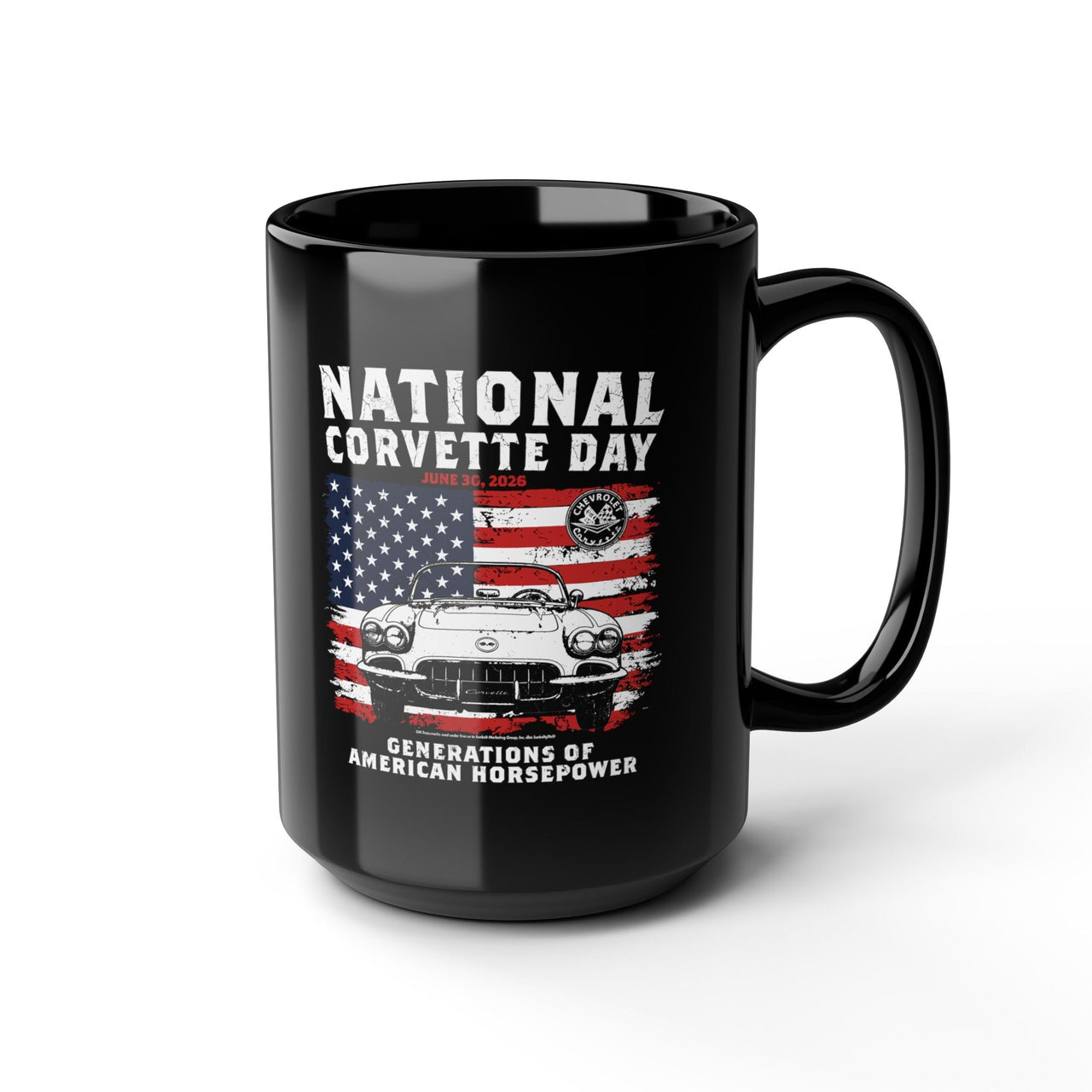 Limited Release 2026 National Corvette Day Mug – 15oz Coffee Mug (Red, White, Black) – Collector Car Enthusiast Gift, Automotive Collector's Drinkware, Car Lover's Present