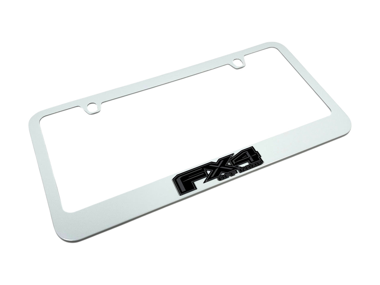 Ford FX4 Monochromatic White License Plate Frame
