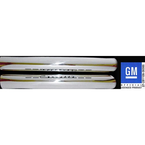 1963-1982 Corvette Stainless Steel Side Exhaust Heat Shields - Small Corvette Script On Top - CA-57602-Corvette-Store-Online