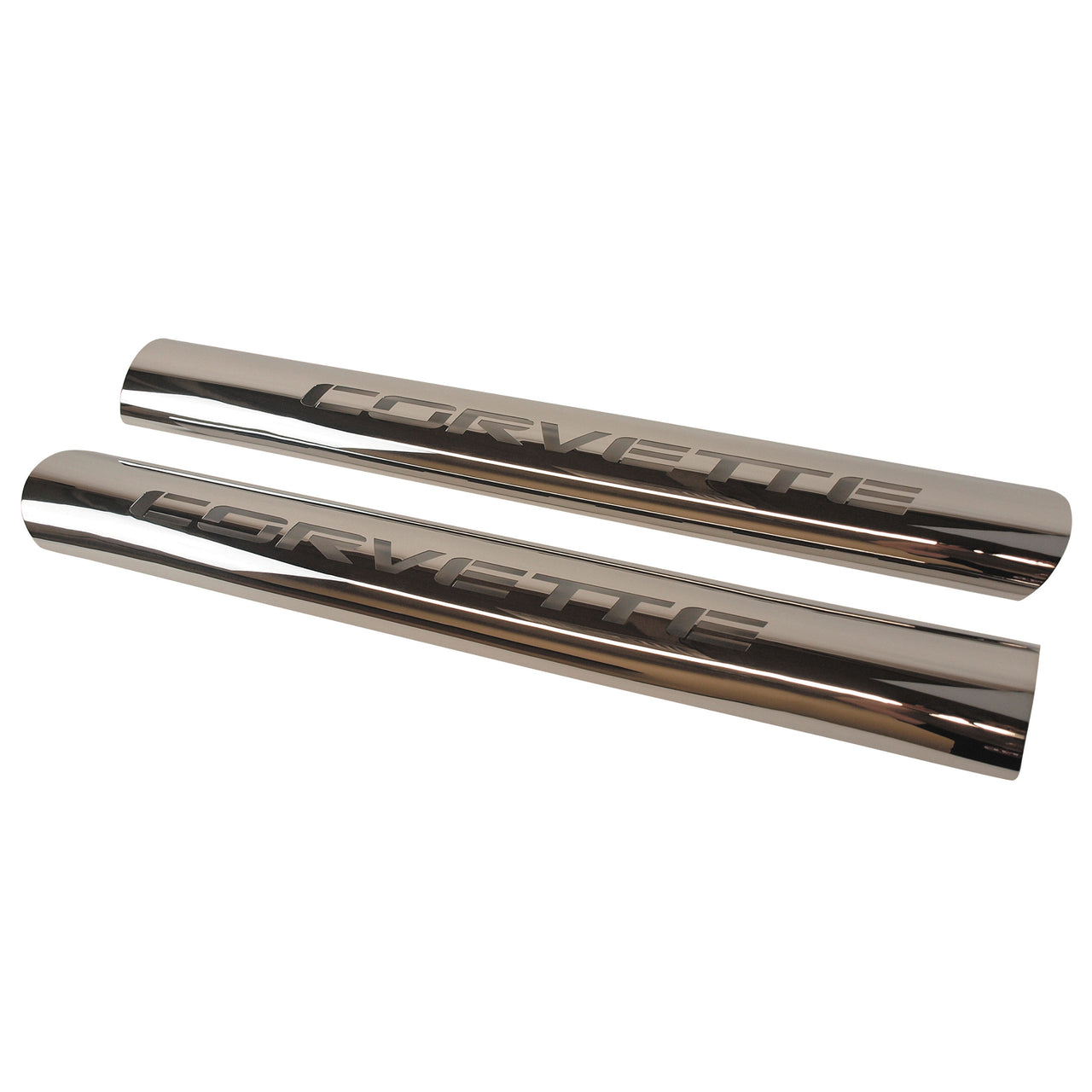 1963-1982 Corvette Stainless Steel Side Exhaust Heat Shields - Large Corvette Script On Side - CA-57603-Corvette-Store-Online