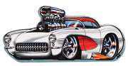 1953-2020 Corvette Embossed Tin Magnet - White Hotrod Vette - CA-57854-Corvette-Store-Online