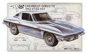 1953-2020 Corvette Die Cut Embossed Tin - Corvette Schematics - CA-57855-Corvette-Store-Online