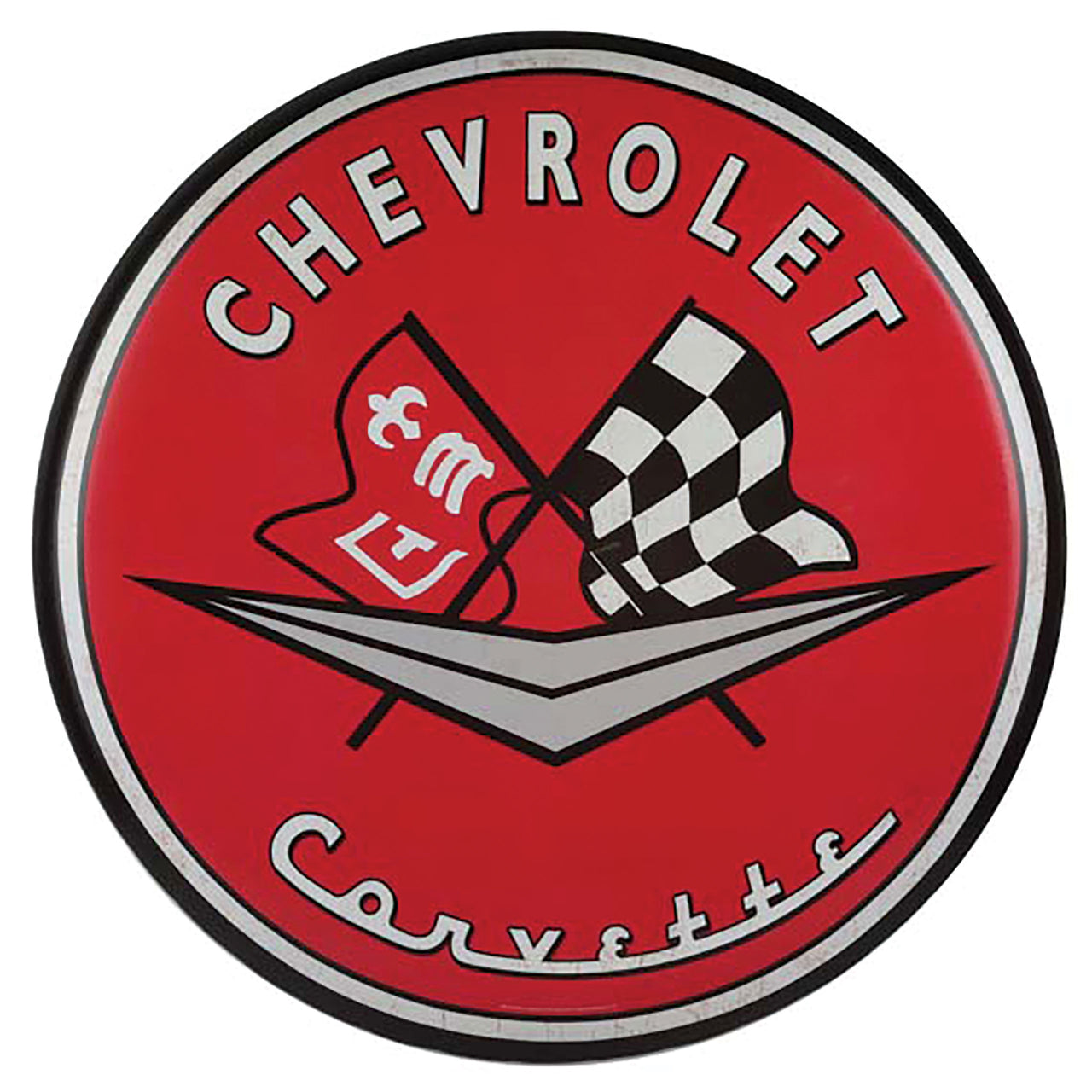 1953-2020 Corvette Tin Button Sign - Chevrolet Corvette - CA-57860-Corvette-Store-Online