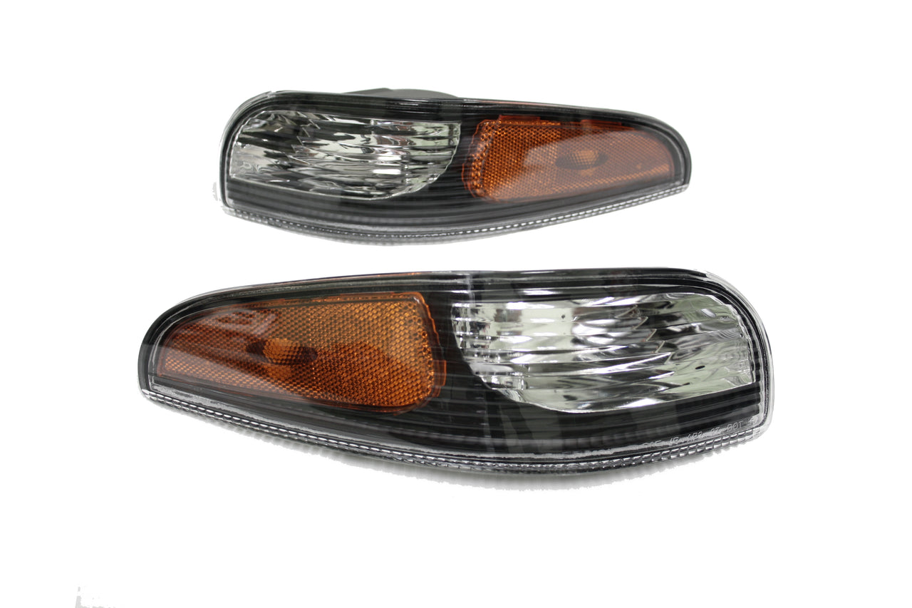 1997-2004 Corvette Parking Corner Light Assemblies Clear Lens W/Amber Turn Signal In Black Housing - CA-58154-Corvette-Store-Online