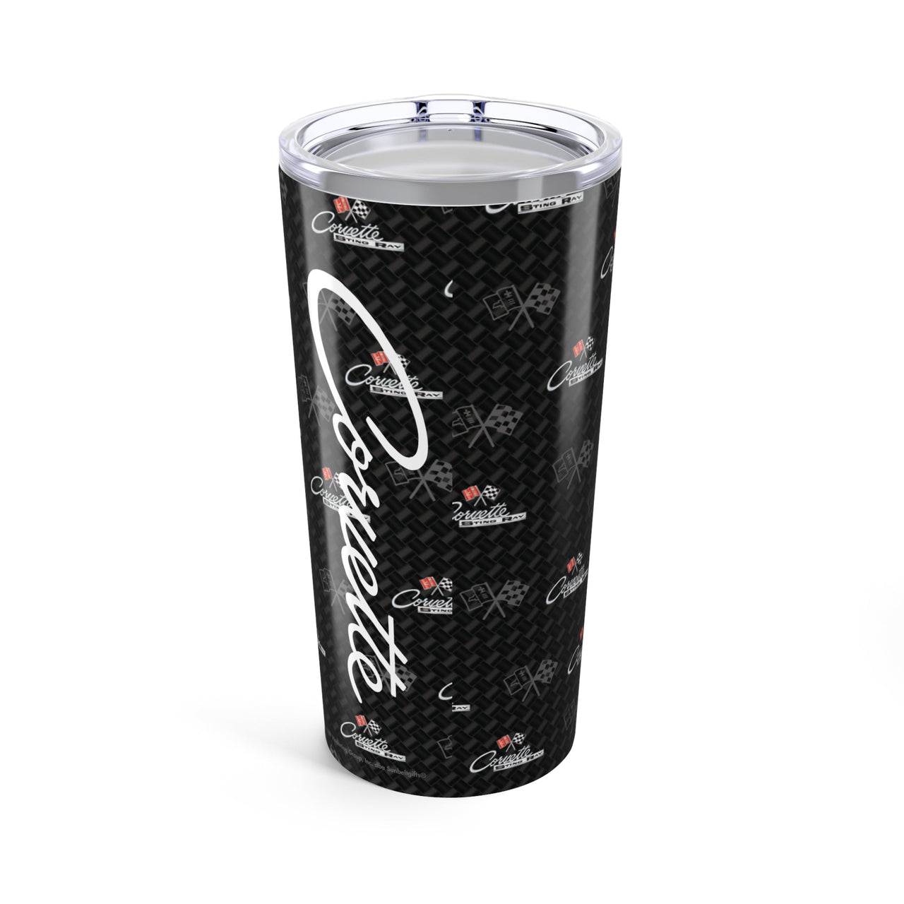 Corvette C2 Logo Toss  Pattern Carbon Tumbler 20oz | Retro Car Lover Travel Cup, Gift for Him, Car Enthusiast, Father's Day, Road Trip