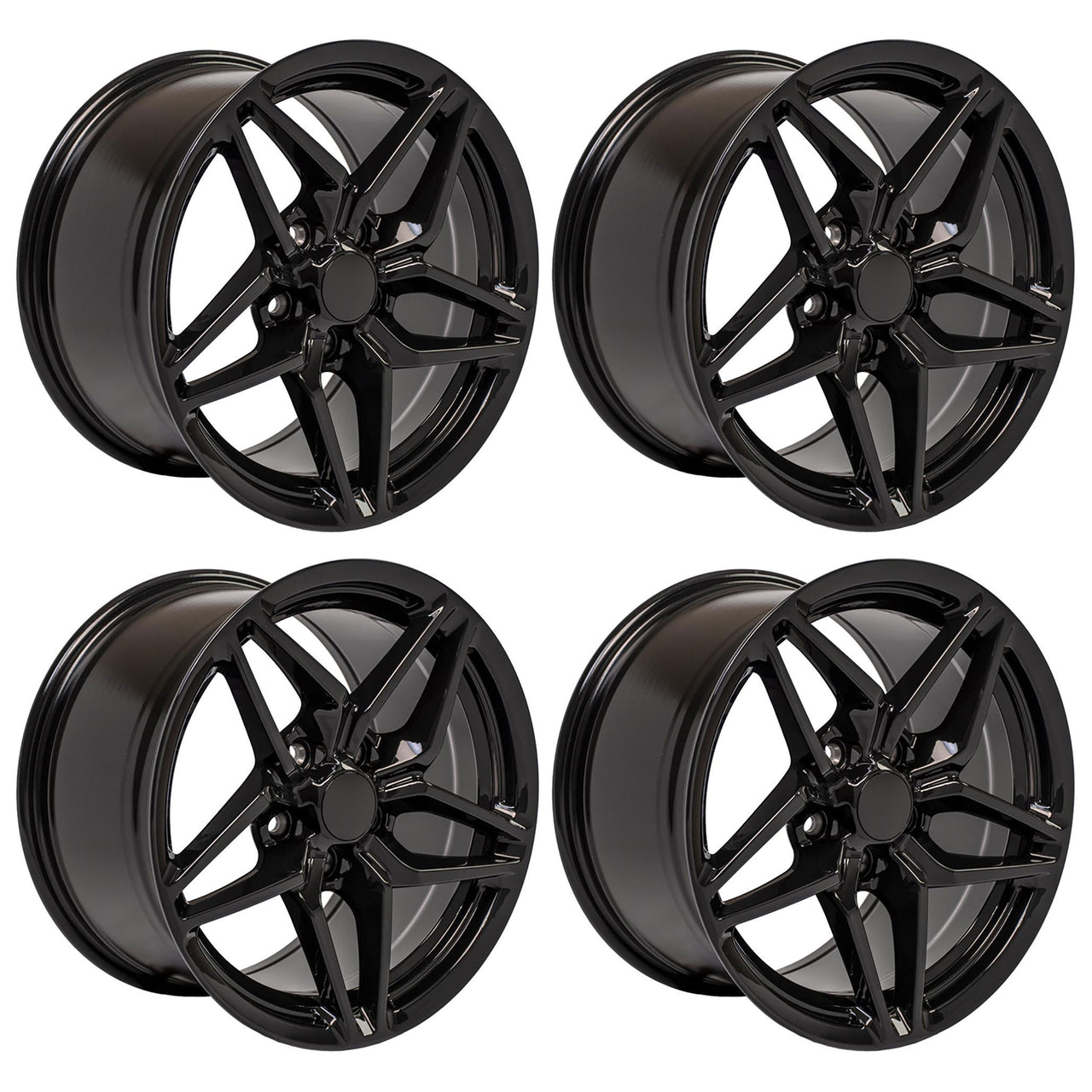1988-1996 Corvette C7 ZR1 Style Gloss Black Wheel Set Staggered 17X95 & 17X11 - CA-60641-Corvette-Store-Online
