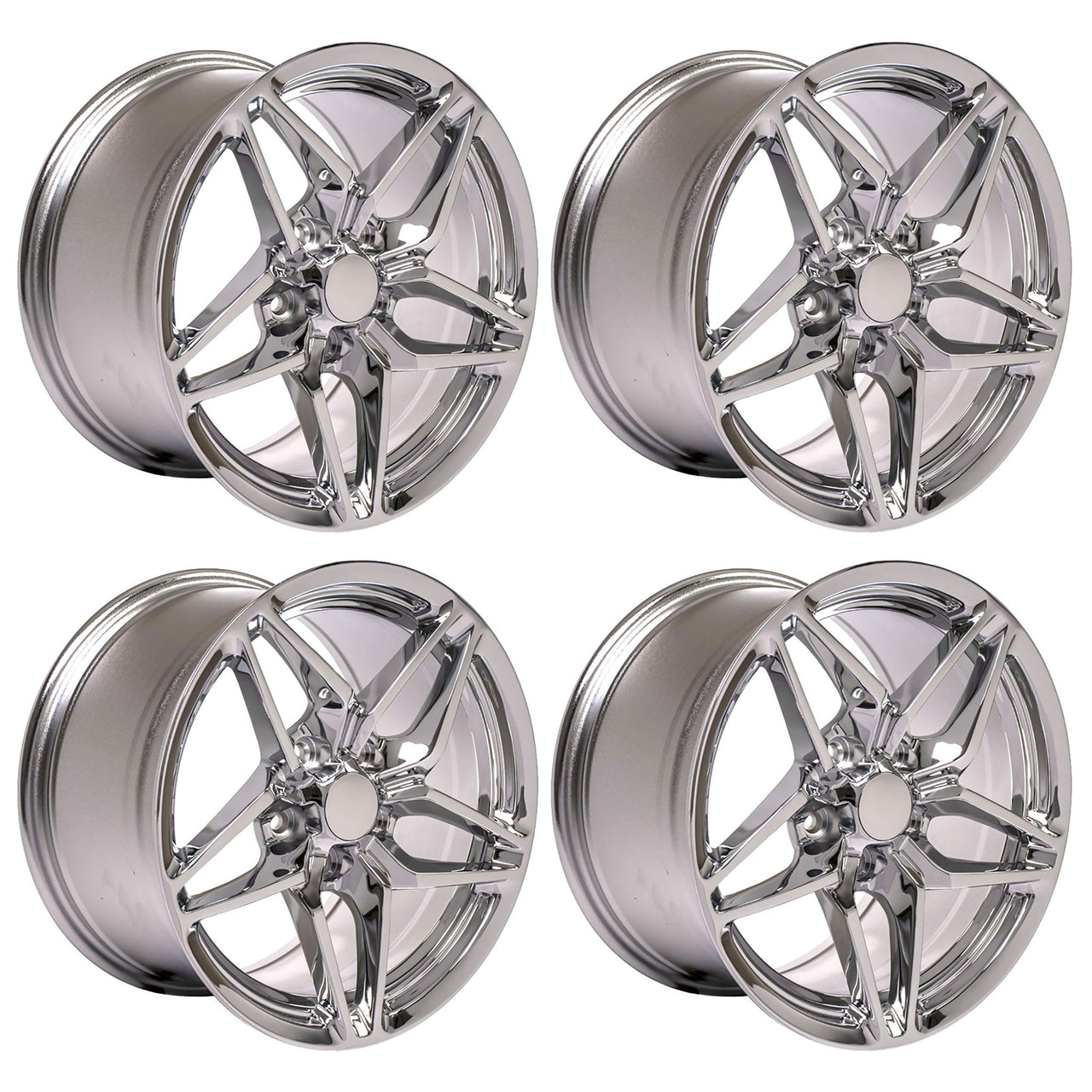 1988-2004 Corvette C7 ZR1 Style Chrome Wheel Set Staggered 17X95 & 8X105 - CA-60644-Corvette-Store-Online