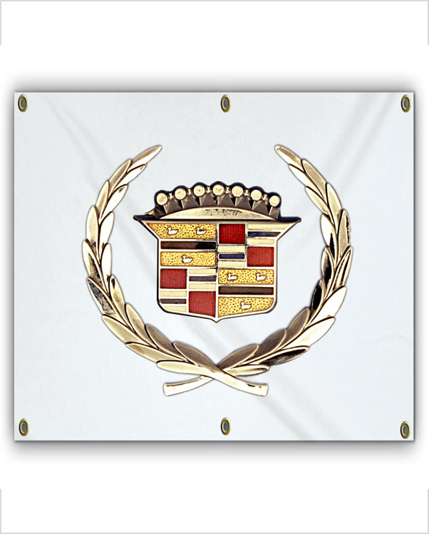 1960's Cadillac Crest and Wreath Garage Banner