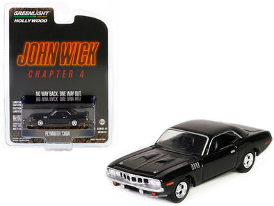 Plymouth Barracuda Black "John Wick: Chapter 4" (2023) Movie "Hollywood Series" Release 41 1/64 Diecast Model Car
