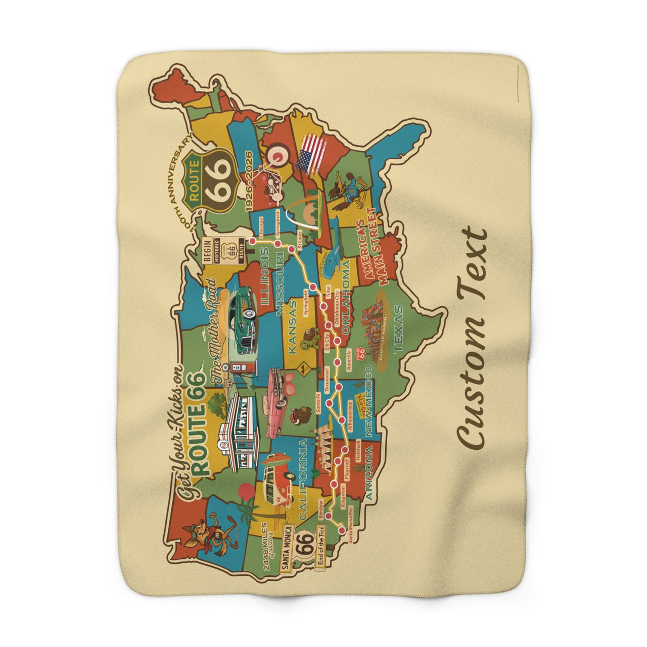 Legends of Route 66 100th Anniversary Personalized Sherpa Blanket