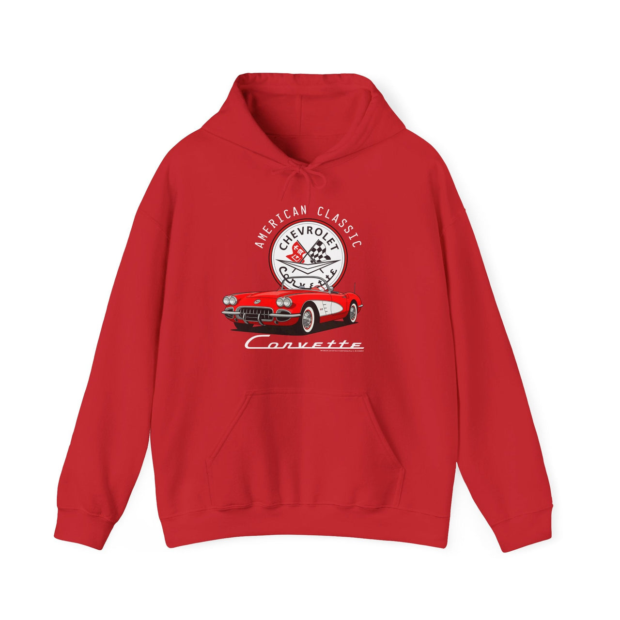 C1 Corvette American Classic Emblem Cotton Blend Hooded Sweatshirt – Legends of the Road, Perfect for the Corvette Fan