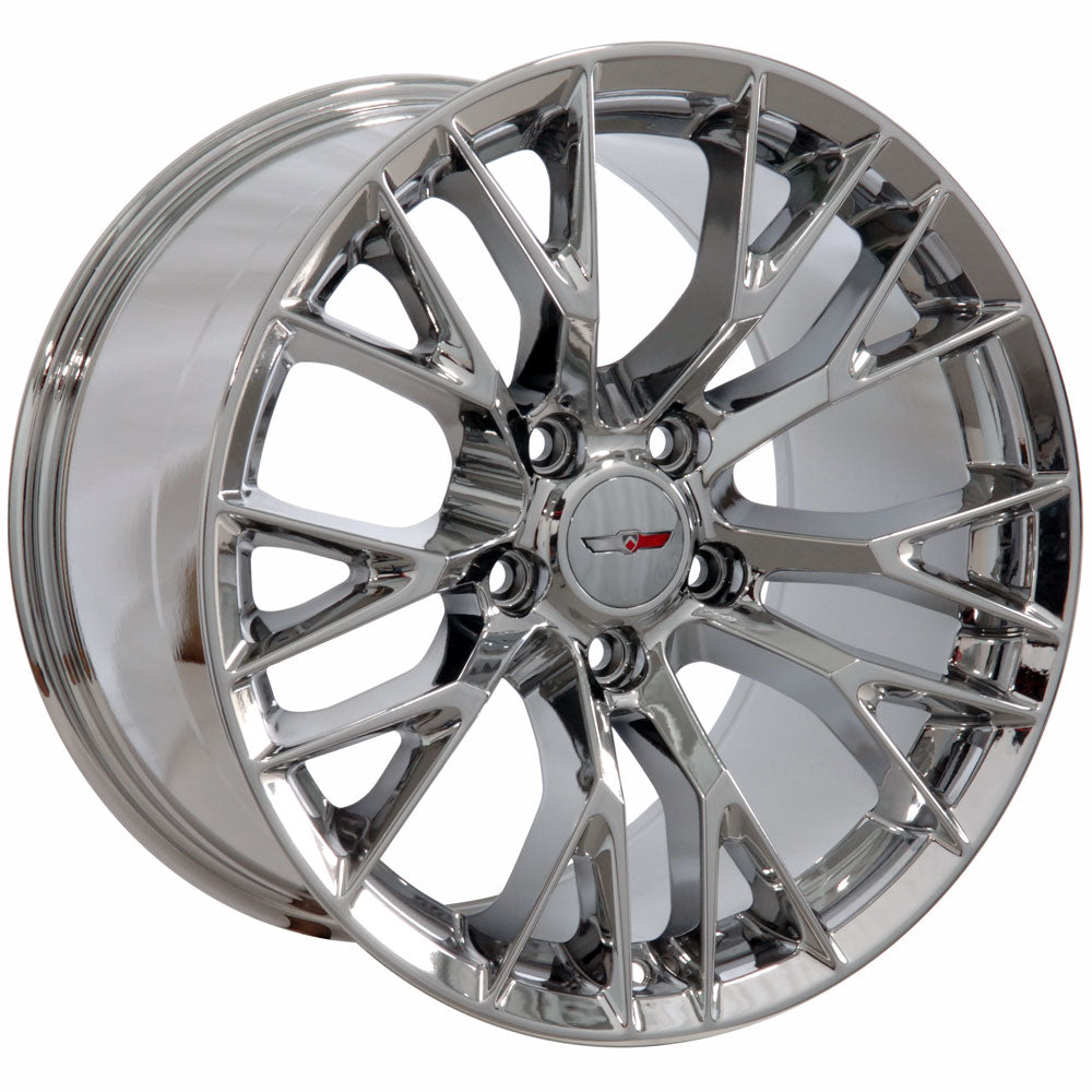 1997-2004 Corvette C7 Z06 Chrome Wheel Set - 17x85/18x95 - W/Black Lugnuts & Locks - CA-73533-Corvette-Store-Online