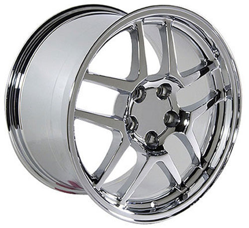 1997-2004 Corvette C5 Z06 Chrome Wheel Set - 17x95/18x105 - W/Black Lugnuts & Locks - CA-73539-Corvette-Store-Online