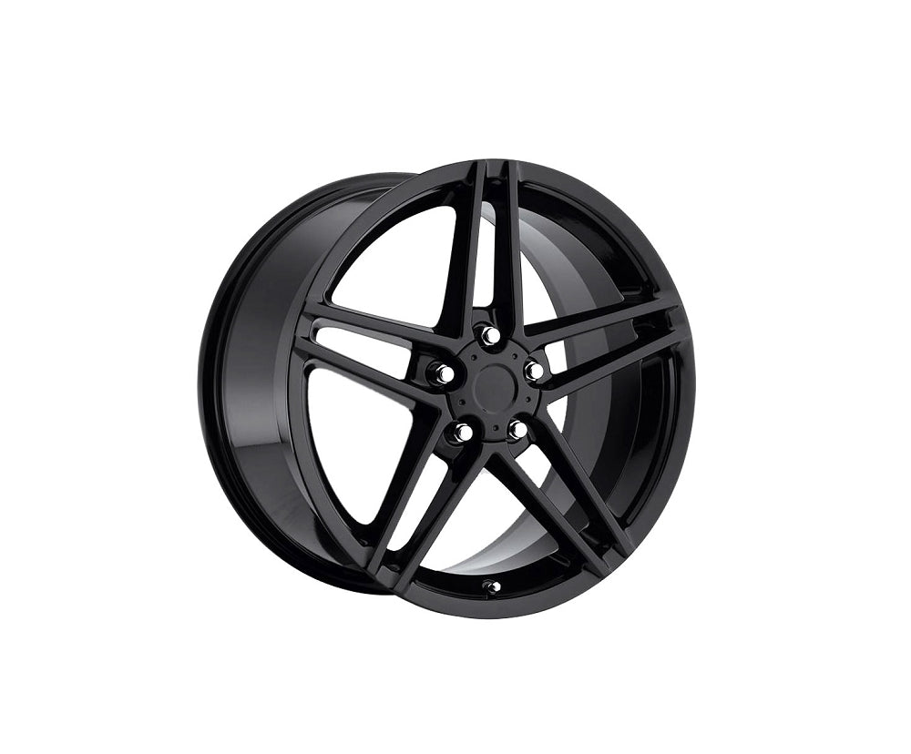 1988-2004 Corvette C6 Z06 Gloss Black Wheel Set - 17x95/18x105 - W/Black Lugnuts & Locks - CA-73540-Corvette-Store-Online