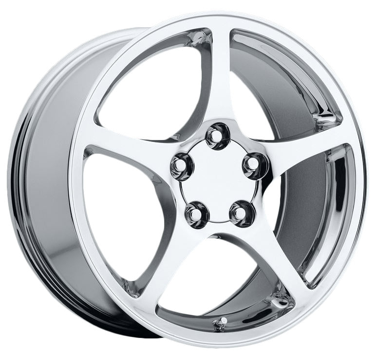 1997-2004 Corvette C5 2000 Style Thin Spoke Chrome Wheel Set - 17x85/18x95 - W/Chrome Lugnuts - CA-73542-Corvette-Store-Online
